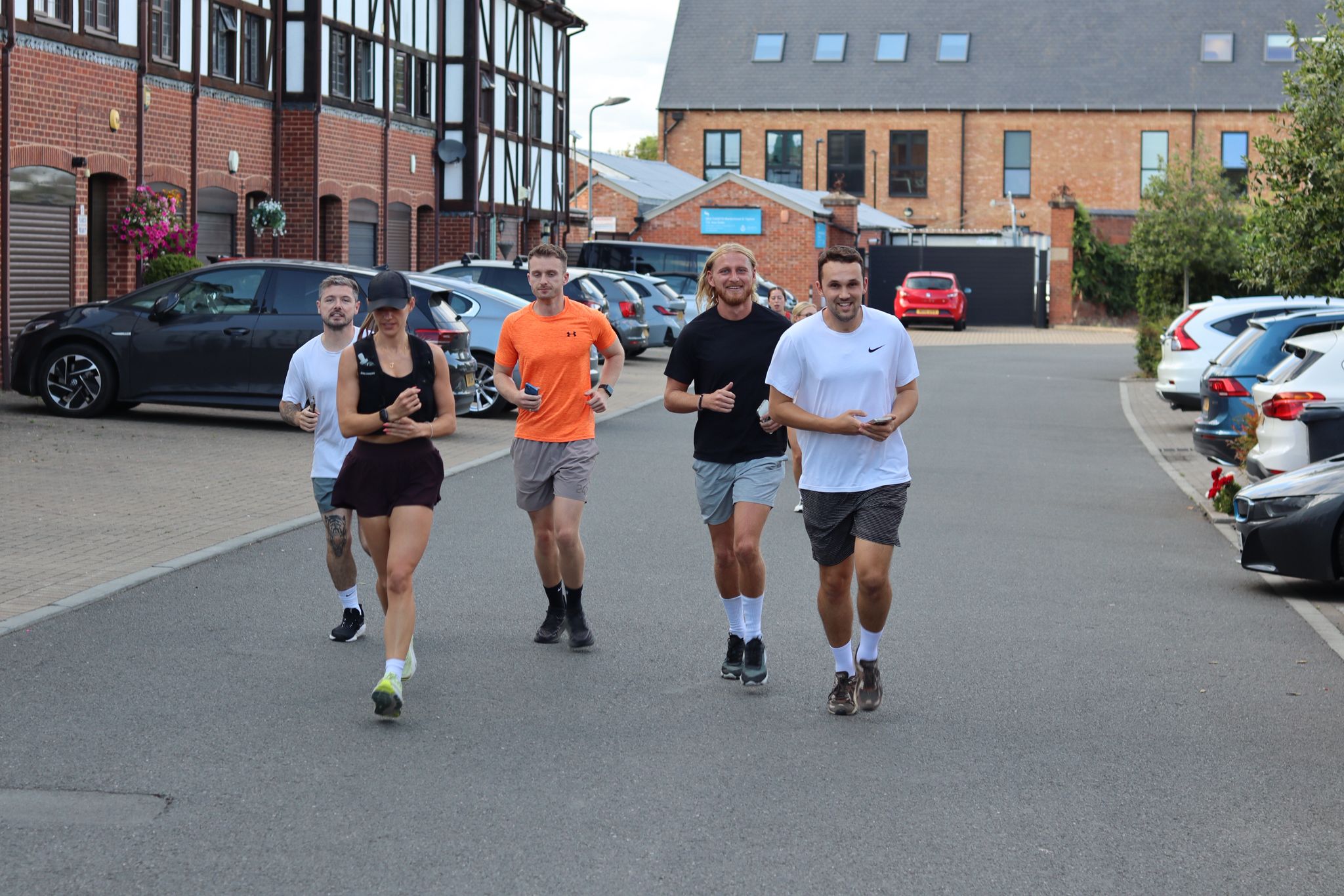 Run club heading off through town