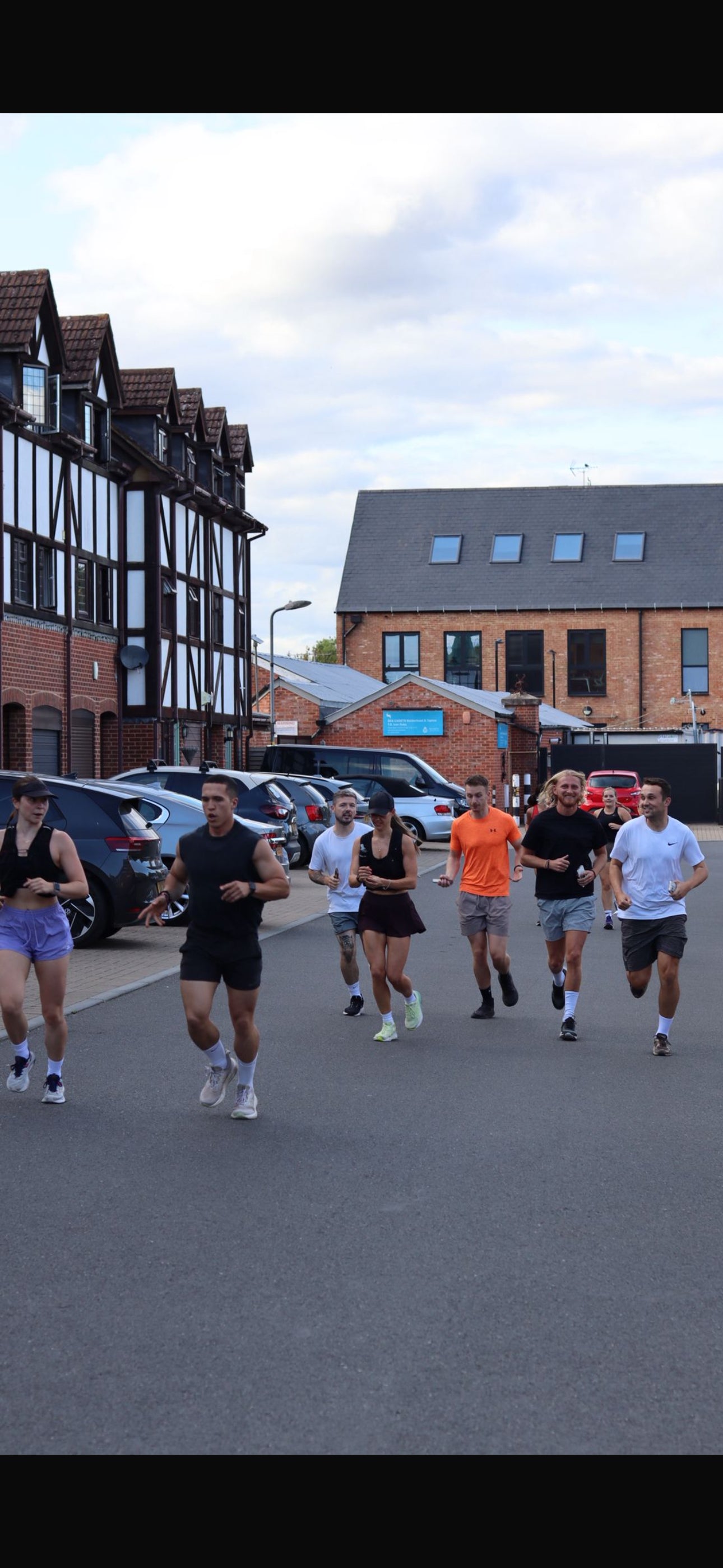 The full group on a town run