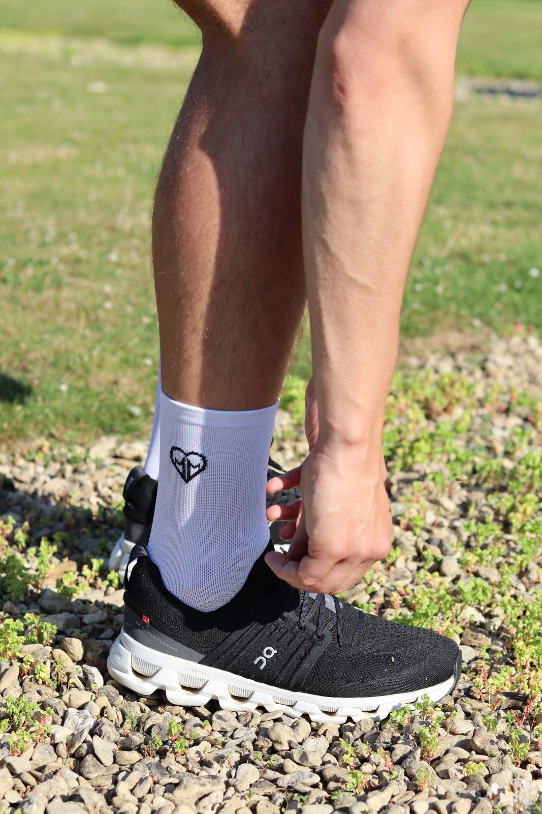 White socks with running shoes